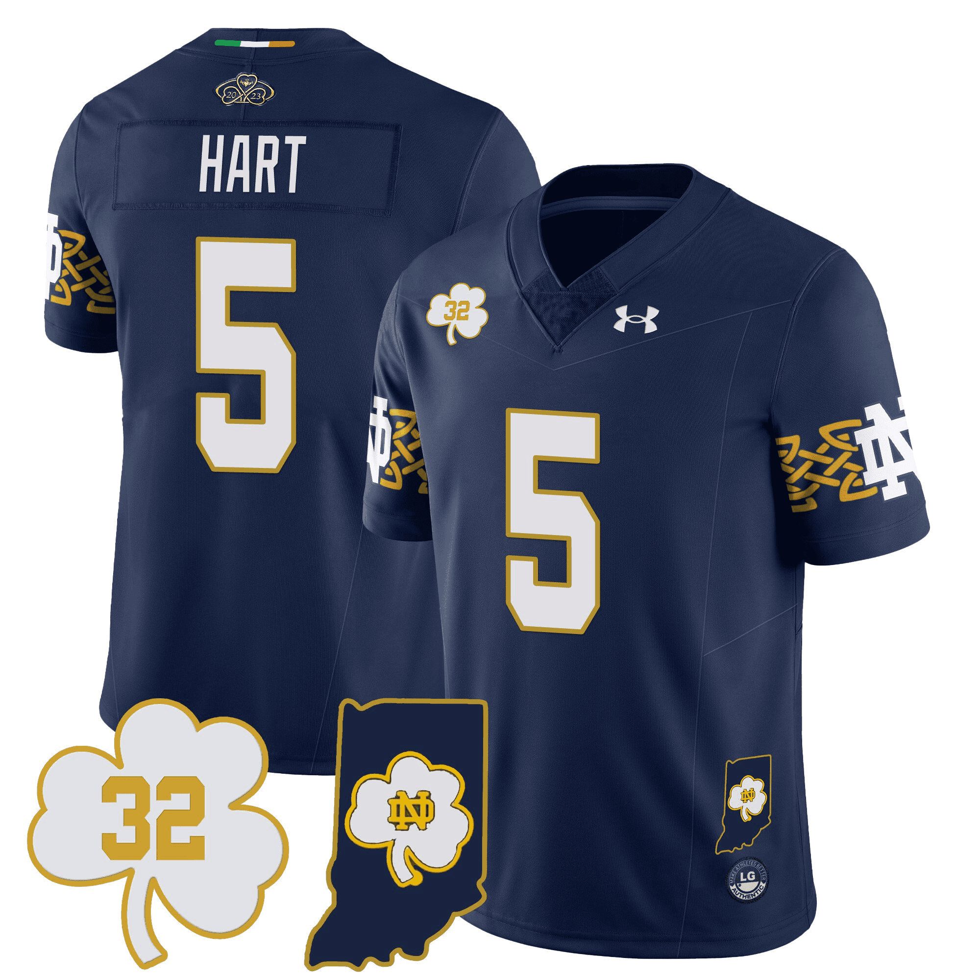 Men Notre Dame Fighting Irish #5 Hart Drak Blue 2024 Vapor Limited NCAA Jersey style 1